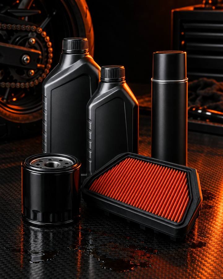 Productos de mantenimiento para moto: aceite, filtros y lubricante de cadena